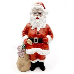 Folk Art Ceramic Santa Figurine, Hand-Painted 7"